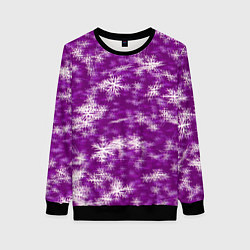 Свитшот женский Снежинки глитч, цвет: 3D-черный