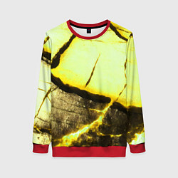 Свитшот женский Трещины на абстрактном жёлтом фоне, цвет: 3D-красный