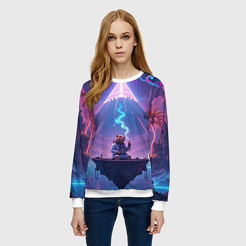 Женский свитшот Психоделическая капибара / 3D-Белый – фото 3