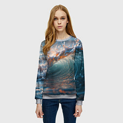 Свитшот женский Волна и блики солнца, цвет: 3D-меланж — фото 2