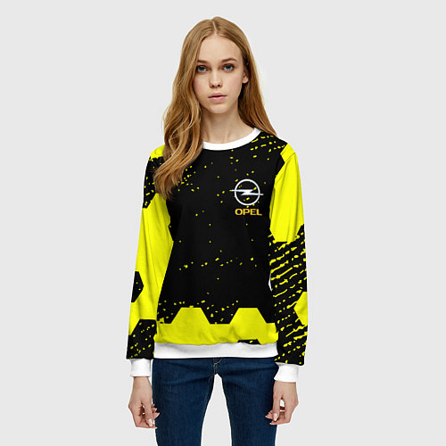 Женский свитшот Opel auto hexagon steel / 3D-Белый – фото 3