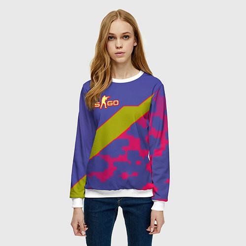 Женский свитшот Counter strike camo line / 3D-Белый – фото 3