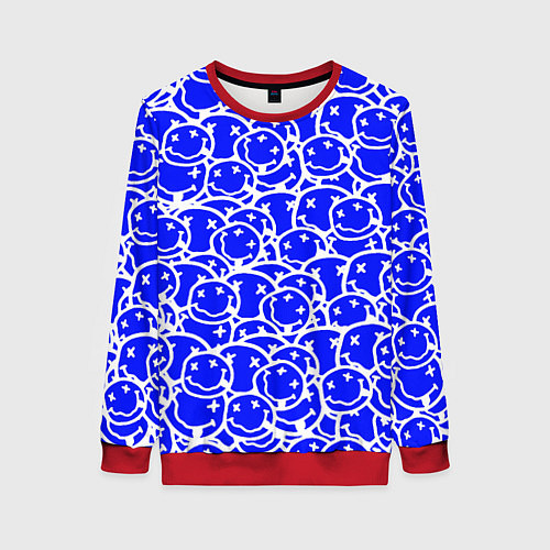 Женский свитшот Nirvana logo blue / 3D-Красный – фото 1