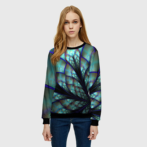 Женский свитшот Абстракция неон / 3D-Черный – фото 3