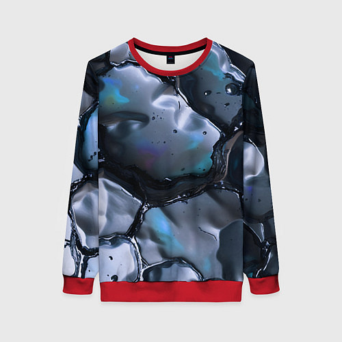Женский свитшот Жидкая субстанция серая / 3D-Красный – фото 1