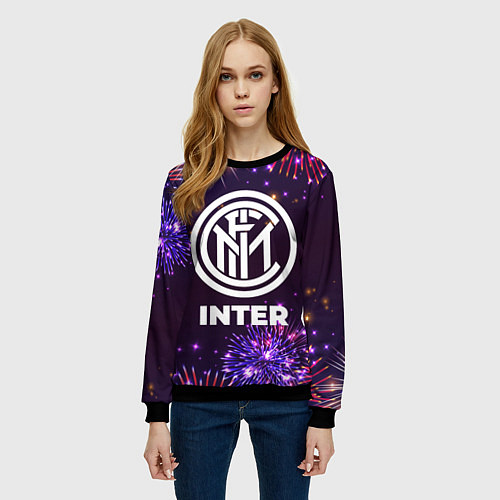 Женский свитшот Праздничный Inter / 3D-Черный – фото 3