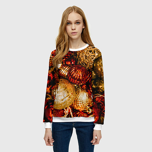 Женский свитшот Новогоднее ёлочное украшение / 3D-Белый – фото 3