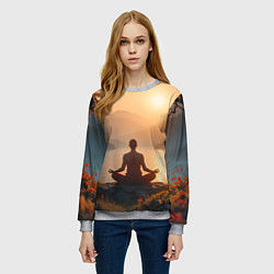 Свитшот женский Медитация на закате, цвет: 3D-меланж — фото 2