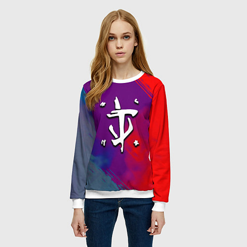 Женский свитшот Doom неоновые краски / 3D-Белый – фото 3