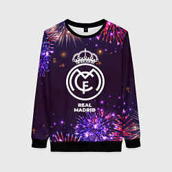 Свитшот женский Праздничный Real Madrid, цвет: 3D-черный