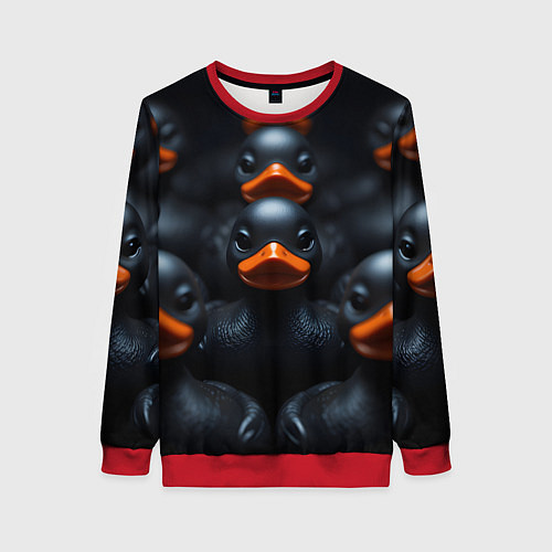 Женский свитшот Уточки с оранжевым клювом / 3D-Красный – фото 1