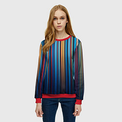 Свитшот женский Композиция из вертикальных линий, цвет: 3D-красный — фото 2