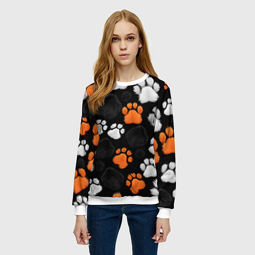 Женский свитшот Мохнатые лапки / 3D-Белый – фото 3
