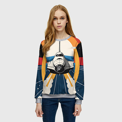 Женский свитшот Скоростной ретро самолет / 3D-Меланж – фото 3