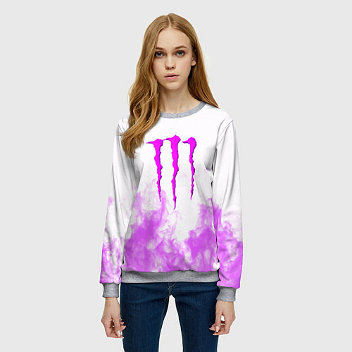 Женский свитшот Monster energy neon flame / 3D-Меланж – фото 3