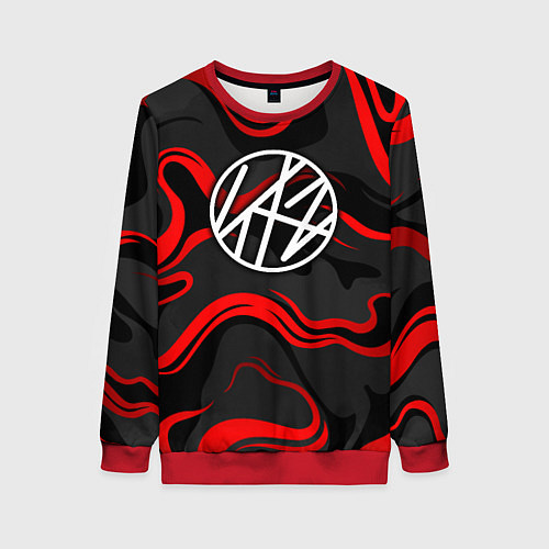 Женский свитшот Stray kids - красные полосы / 3D-Красный – фото 1