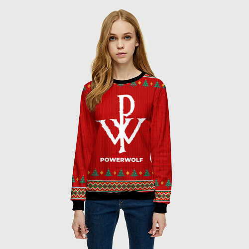 Женский свитшот Powerwolf new year / 3D-Черный – фото 3