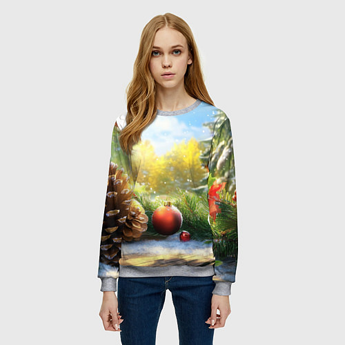 Женский свитшот Солнечный новый год / 3D-Меланж – фото 3