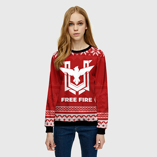Женский свитшот Новогодний Free Fire / 3D-Черный – фото 3
