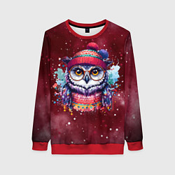 Свитшот женский Зимняя сова, цвет: 3D-красный