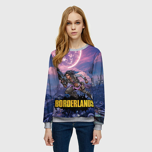 Женский свитшот Borderlands вооружение / 3D-Меланж – фото 3