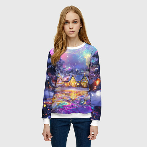 Женский свитшот Настроение рождества / 3D-Белый – фото 3