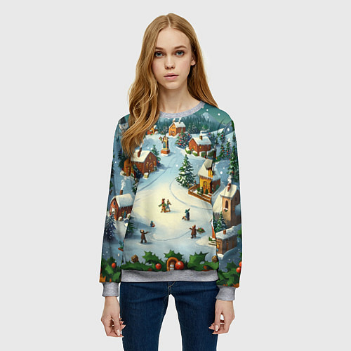 Женский свитшот Каникулы нового года / 3D-Меланж – фото 3