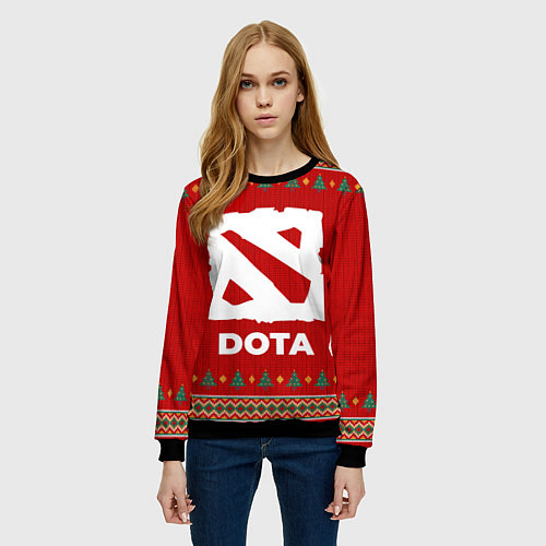 Женский свитшот Dota new year / 3D-Черный – фото 3