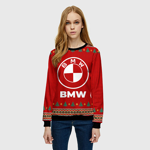 Женский свитшот BMW new year / 3D-Черный – фото 3