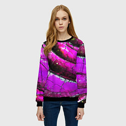 Свитшот женский Розовая волнистая абстракция, цвет: 3D-черный — фото 2