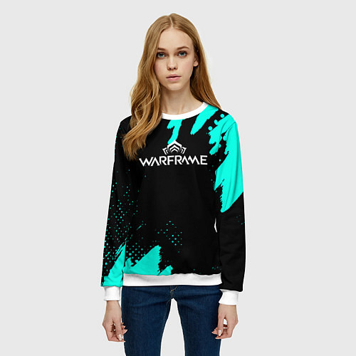 Женский свитшот Warframe краски голубые / 3D-Белый – фото 3