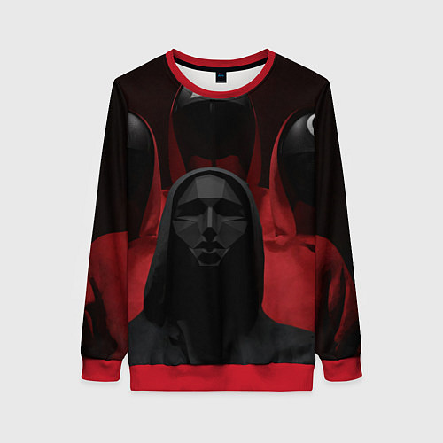 Женский свитшот Игра в кальмара ведущий и солдаты / 3D-Красный – фото 1