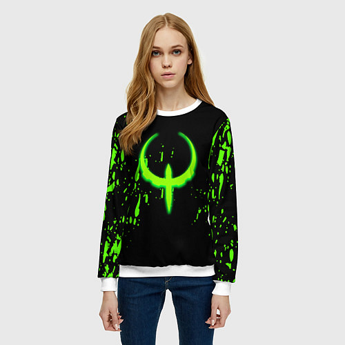 Женский свитшот Quake брызги кислотных красок / 3D-Белый – фото 3