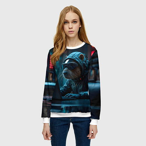 Женский свитшот Капибара айтишник / 3D-Белый – фото 3