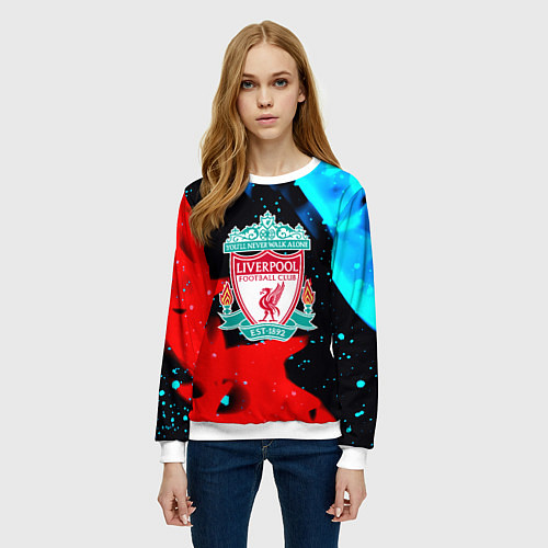 Женский свитшот Liverpool fire steel / 3D-Белый – фото 3