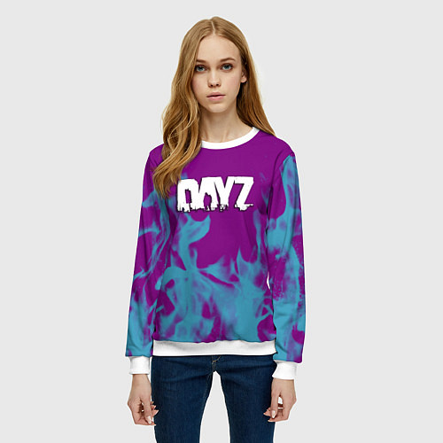 Женский свитшот Dayz неоновый огонь / 3D-Белый – фото 3