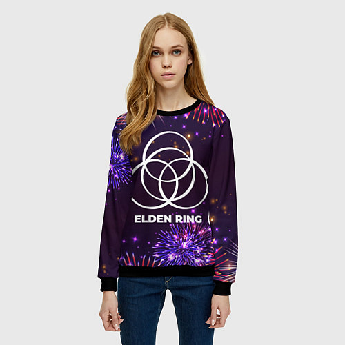 Женский свитшот Праздничный Elden Ring / 3D-Черный – фото 3