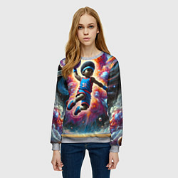 Свитшот женский Бейсболист и космос, цвет: 3D-меланж — фото 2