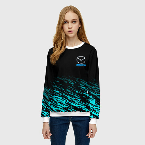 Женский свитшот Mazda голубые краски / 3D-Белый – фото 3