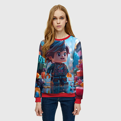 Женский свитшот Человечек из лего / 3D-Красный – фото 3