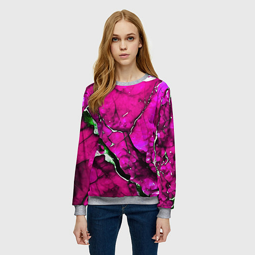 Женский свитшот Розовый треснувший камень / 3D-Меланж – фото 3