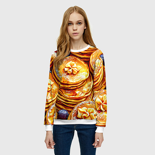 Женский свитшот Блинчики / 3D-Белый – фото 3