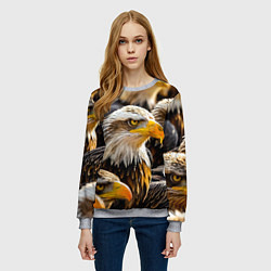 Свитшот женский Белоголовые орланы, цвет: 3D-меланж — фото 2