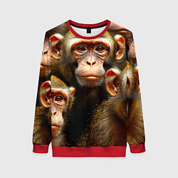 Свитшот женский Макаки, цвет: 3D-красный