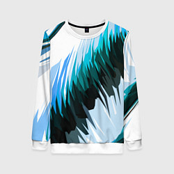 Женский свитшот Чёрно-синие острые полосы на белом фоне