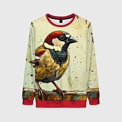 Свитшот женский Воробушек, цвет: 3D-красный