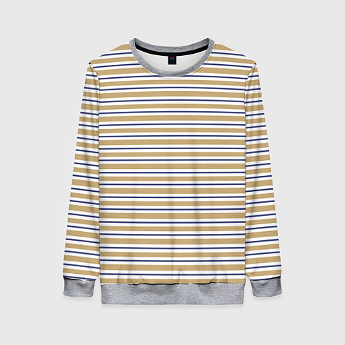 Женский свитшот Бежевый с синей полосой / 3D-Меланж – фото 1