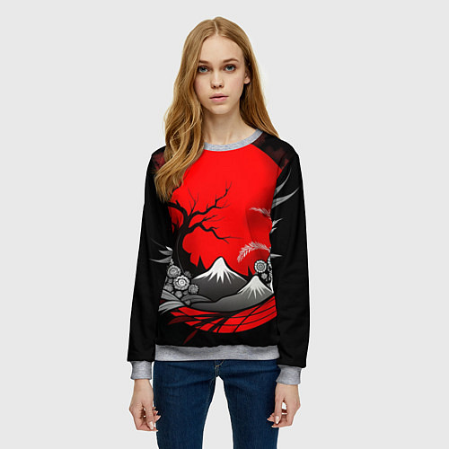 Женский свитшот Природа Японии - абстракция / 3D-Меланж – фото 3