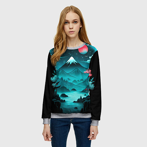 Женский свитшот Коллаж из природы Японии / 3D-Меланж – фото 3