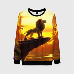 Свитшот женский Лев на закате на горе, цвет: 3D-черный